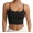 Black, variant on Women Sports Bras Scoop Neck Crop Tank Tops, Sew in Bra, Y Back, Light Support, Breathable, Quick Dry, Soft, Stretchy, Yoga, Pilates, Daily Wear
