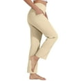 thumbnail image 4 of Fulijie Pants for Women Plus Size Casual Straight Leg Yoga Leggings Comfy Cropped Pants with Pocket, Yellow Skirts for Women, Polyester,Spandex Beach Outfits for Women, Wide Leg Pants Woman, 4 of 8