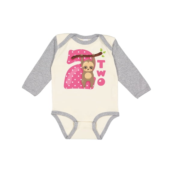 Inktastic Pink Sloth 2nd Birthday Girls Long Sleeve Baby Bodysuit