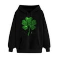 thumbnail image 3 of VBTAPA Womens St Patricks Day Sweatshirts Lucky Shamrock Graphic Printed Hoodie Top with Pocket Drawstring Long Sleeve Hooded Pullovers Black XL, 3 of 6