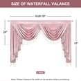 thumbnail image 5 of VOGOL Pink Velvet Waterfall Valance & Blackout Curtains, Thermal Insulated Rod Pocket Drapes 52x84 Inches, 3 Panels for Living Dining Room, 5 of 7