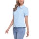 thumbnail image 4 of INSPIRAR CHIC Blusa de algodón con cuello Peter Pan y mangas abullonadas para mujeres, estampado floral, para uso casual de verano, talla XS, color gris azul, 4 of 6