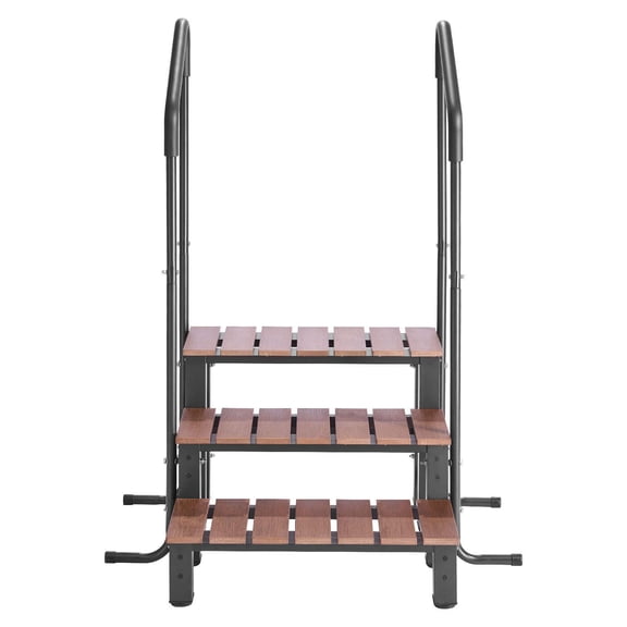 Heavy Duty 25.2 Inch Wide Hot Tub Step with Handrail 550 lbs Capacity Three Step Outdoor Spa Ladder for Above Ground Inflatable Pools Porches Patios Decks Trailers