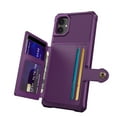 thumbnail image 2 of ELEHOLD Back Wallet Case for Samsung Galaxy A05 Flip Card Slots Magnetic Clasp Slim Shockproof Heavy Duty Works with Magnetic Car Mount for Samsung Galaxy A05,Purple, 2 of 7