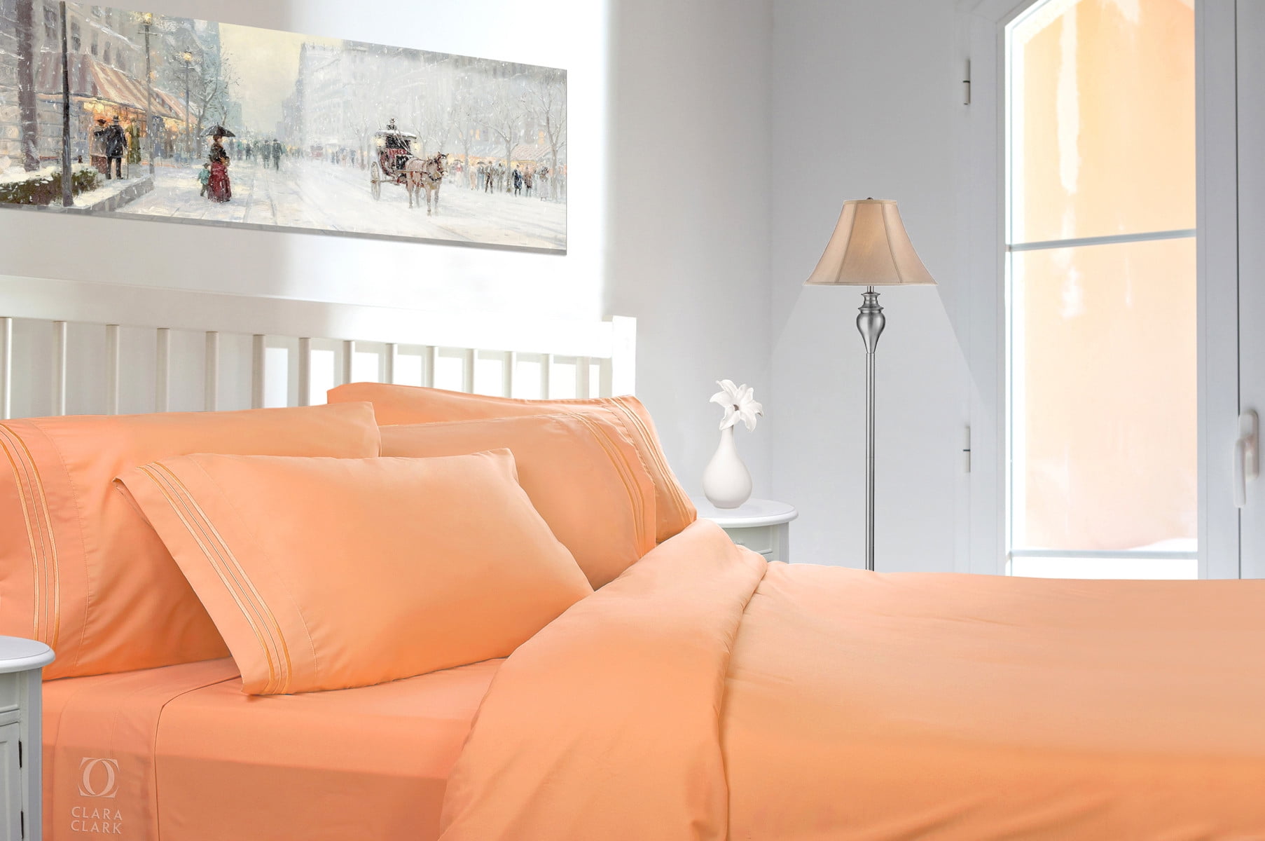 Clara Clark 1800 Series Deep Pocket 4pc Bed Sheet Set Queen size, Apricot