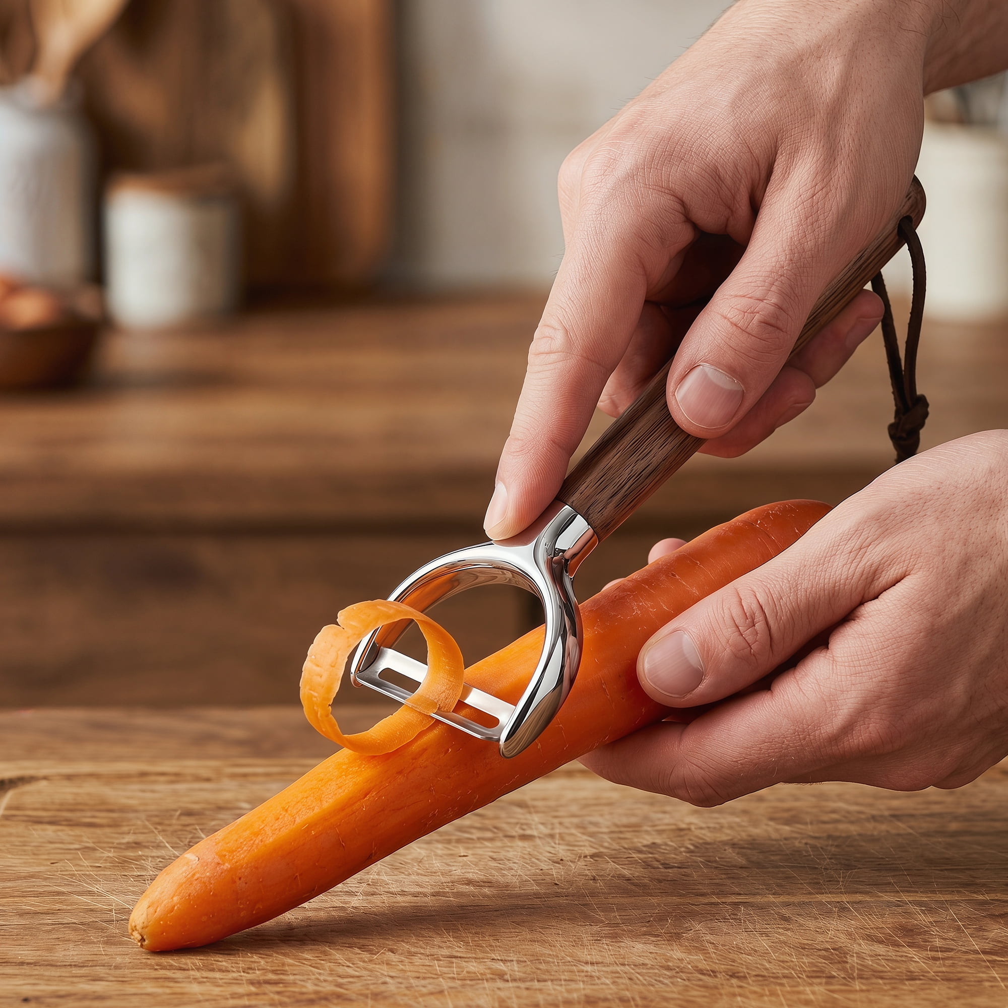 Unique Bargains Wood Durable Potato Peeler with Ergonomic Handle Dark Brown-Y Peelers
