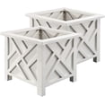 thumbnail image 1 of ZYPPPA Set of 2 Chippendale Planter Boxes, White – Outdoor Flower Holder for Garden, Patio and Lawn – 14 ¾” sq. x 13 ¼ H Overall, 1 of 8