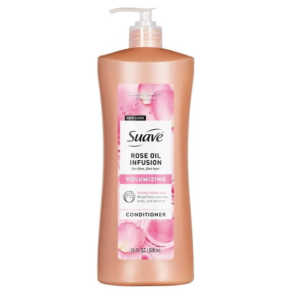 Suave Rose Oil Infusion Volumizing Conditioner for Fine, Flat Hair, 28 FL OZ Pump