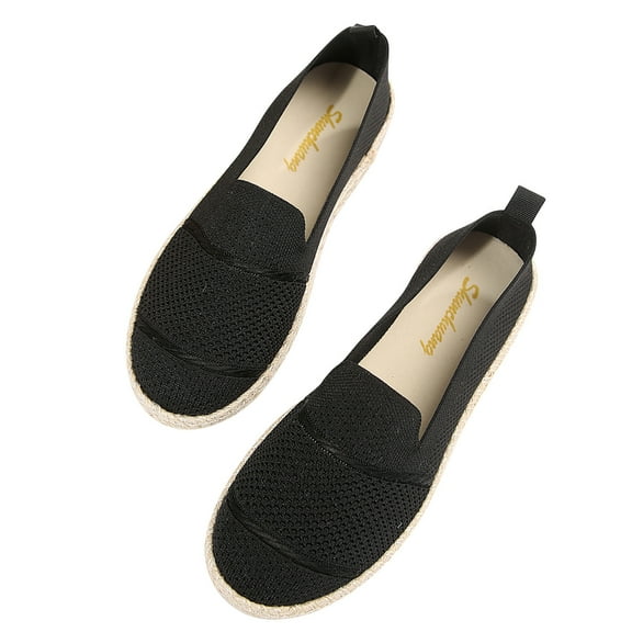 Tao Tao Women's Mesh Flats Shoes Breathable Slip On Shoes Casual Flats Comfortable Walking Shoes Black 38