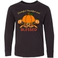 thumbnail image 3 of Inktastic Thankful Grateful and Blessed Pumpkins and Sunflower Long Sleeve Youth T-Shirt, 3 of 5