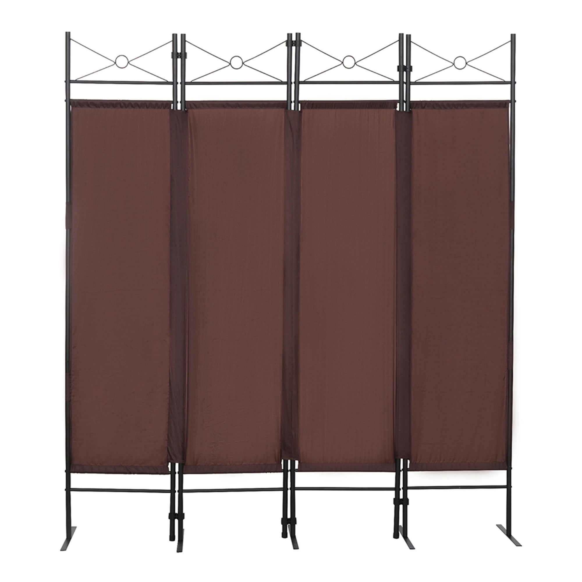 Kadyn 4-Panel Metal Folding Room Divider, 5.94Ft Freestanding Room Screen Partition Privacy Display for Bedroom, Brown Kadyn 4-Panel Metal Folding Room Divider, 5.94Ft Freestanding Room Screen Partition Privacy Display for Bedroom, Brown