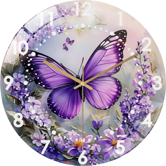 12 Inch Welcome Butterfly Glass Wall Clock, Farmhouse Home Deco (3030cm)