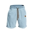 thumbnail image 1 of Men Workout Shorts Spring Summer Tethered Color Matching 5 Point Sports Casual Shorts Pants Running Shorts Light Blue M, 1 of 4
