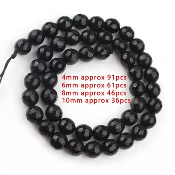 HOOUN Natural Black Onyx Round Faceted Irregular Rondelle Beads for Jewelry Making DIY-type1-10mm