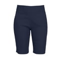 thumbnail image 7 of Women's Soft Solid Elastic Waist Casual Short Pants, Comfy Travel Shorts with Functional Pockets, Lightweight Polyester Blend for Walking, Running Errands, Sightseeing, | TruBelle,Navy M, 7 of 7