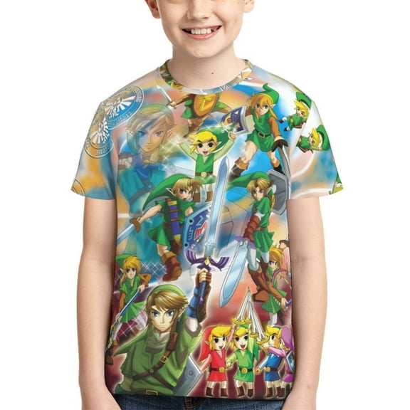 The Legend Of Zelda Boys Girls T Shirt Kids Short Sleeve Crewneck 3d Printed Graphic Shirts For Kids Youth X-Small