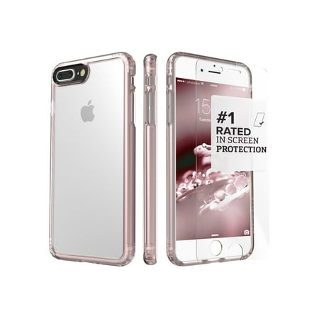 SaharaCase - Clear Case with Glass Screen Protector for Apple® iPhone® 7 Plus and Apple® iPhone® 8 Plus - Rose Gold