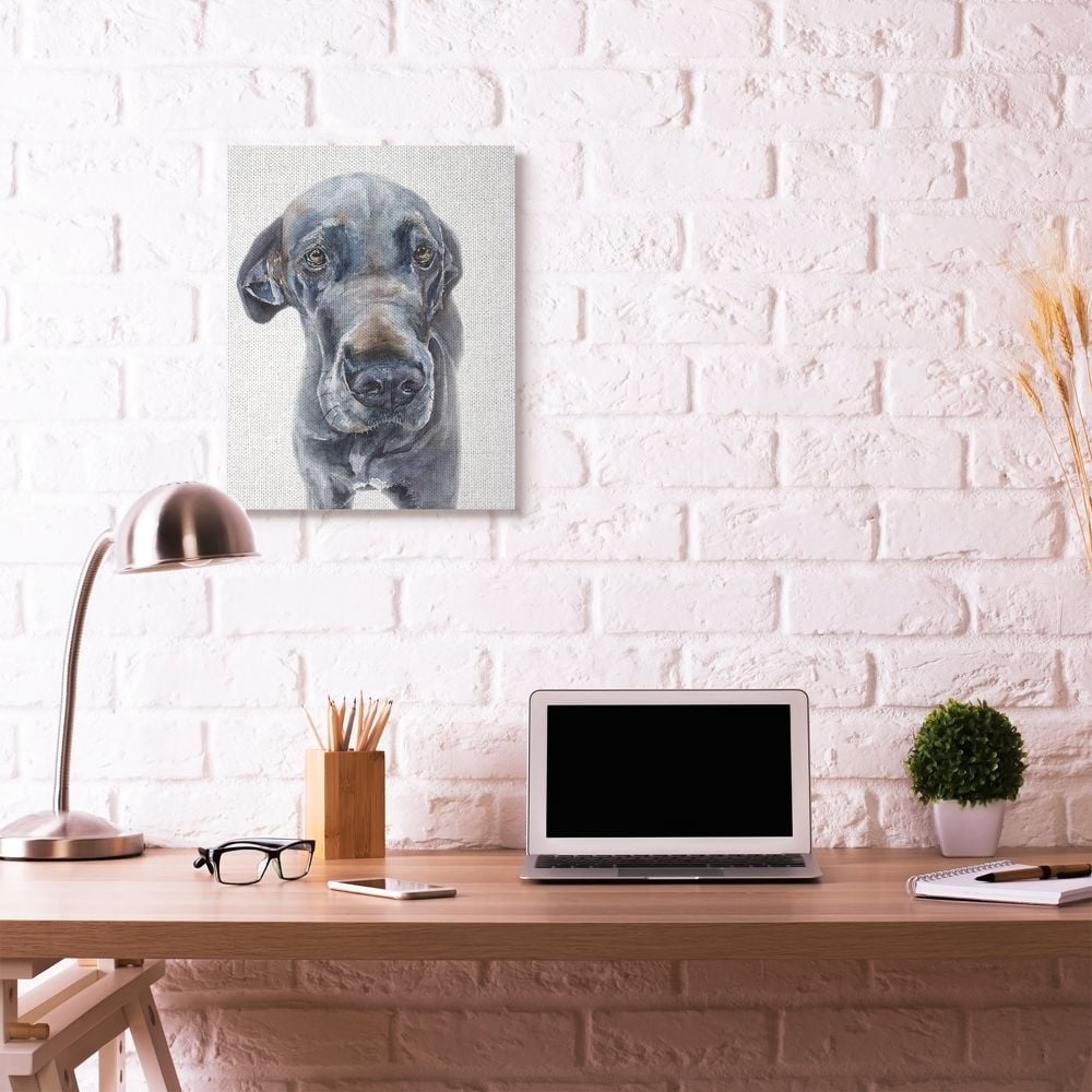 Stupell Industries Cute Great Dane Dog Pet Animal Watercolor Painting Canvas Wall Art by George Dyachenko
