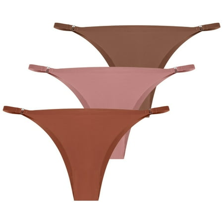 

3 Pack G String Thongs for Women T Back String Underwear Low Rise Silky Bikini Panties