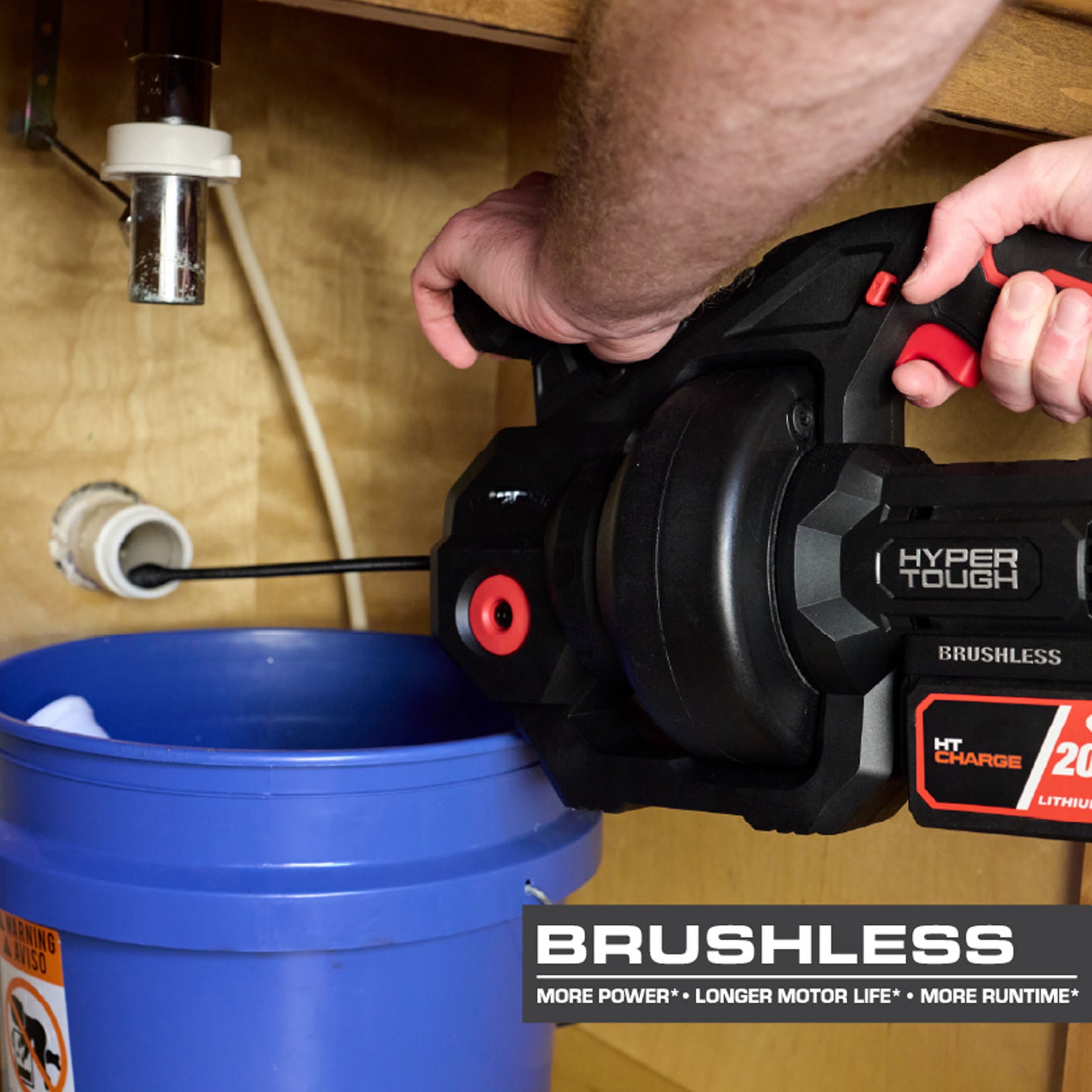 Hyper Tough 20V Max Cordless Brushless Drain Auger with 2.0Ah Battery
