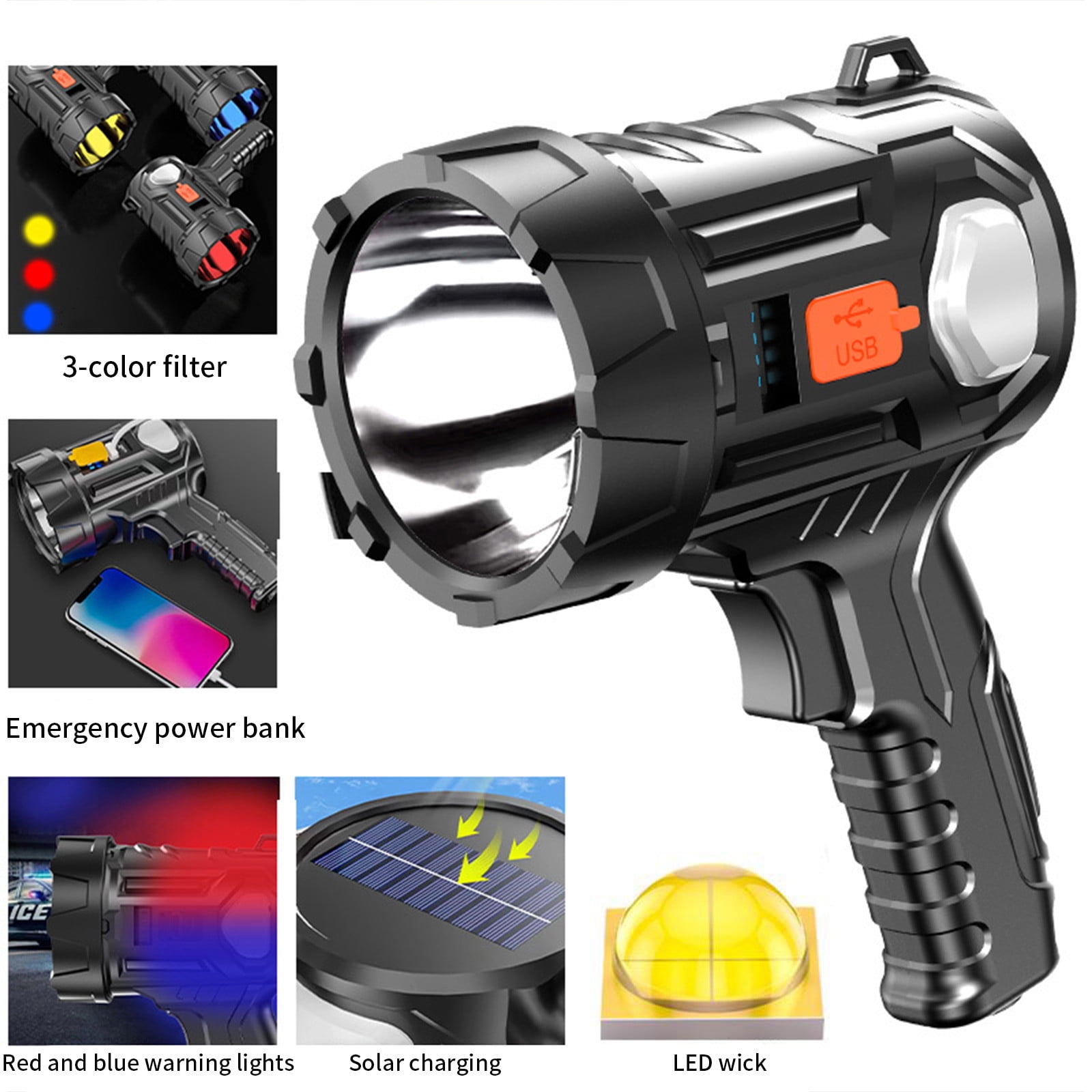 2000lm 3-mode waterproof led rechargeable flashlight GEARLITE Torch Rechargeable, Zoomable Torch with 3 Modes, Long-Lasting IP65 Torches Led Super Bright for Camping, Hiking, Emergencies Aluminum. 2000lm LED Waterproof Flashlight Focusable