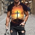 thumbnail image 2 of Loose Fitting Mens T Shirts Cross Print Crewneck Short Sleeve Comfortable for Relaxed Everyday Style Men Dress Shirts Sale, 2 of 5