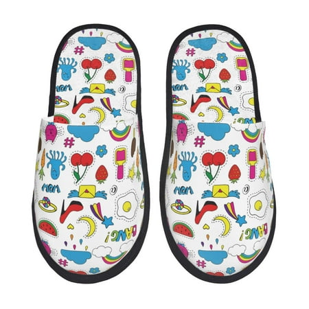Balery Summer Slient Indoor Furry Fleece Comfort House Shoes Soft Non-Slip Home Shoes Cotton slippers House Slippers-- Medium