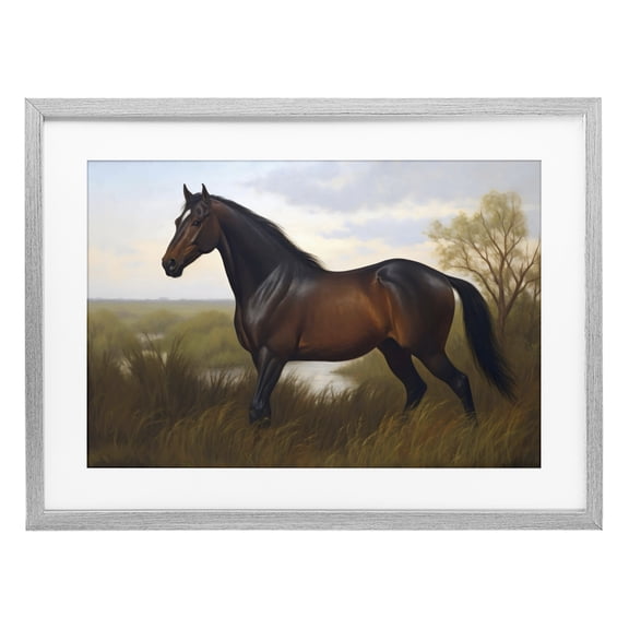 Stupell Industries Rustic Lodge Stallion in Marshland Gray Framed Print Under Glass, 20 x 14, by Creative Studio