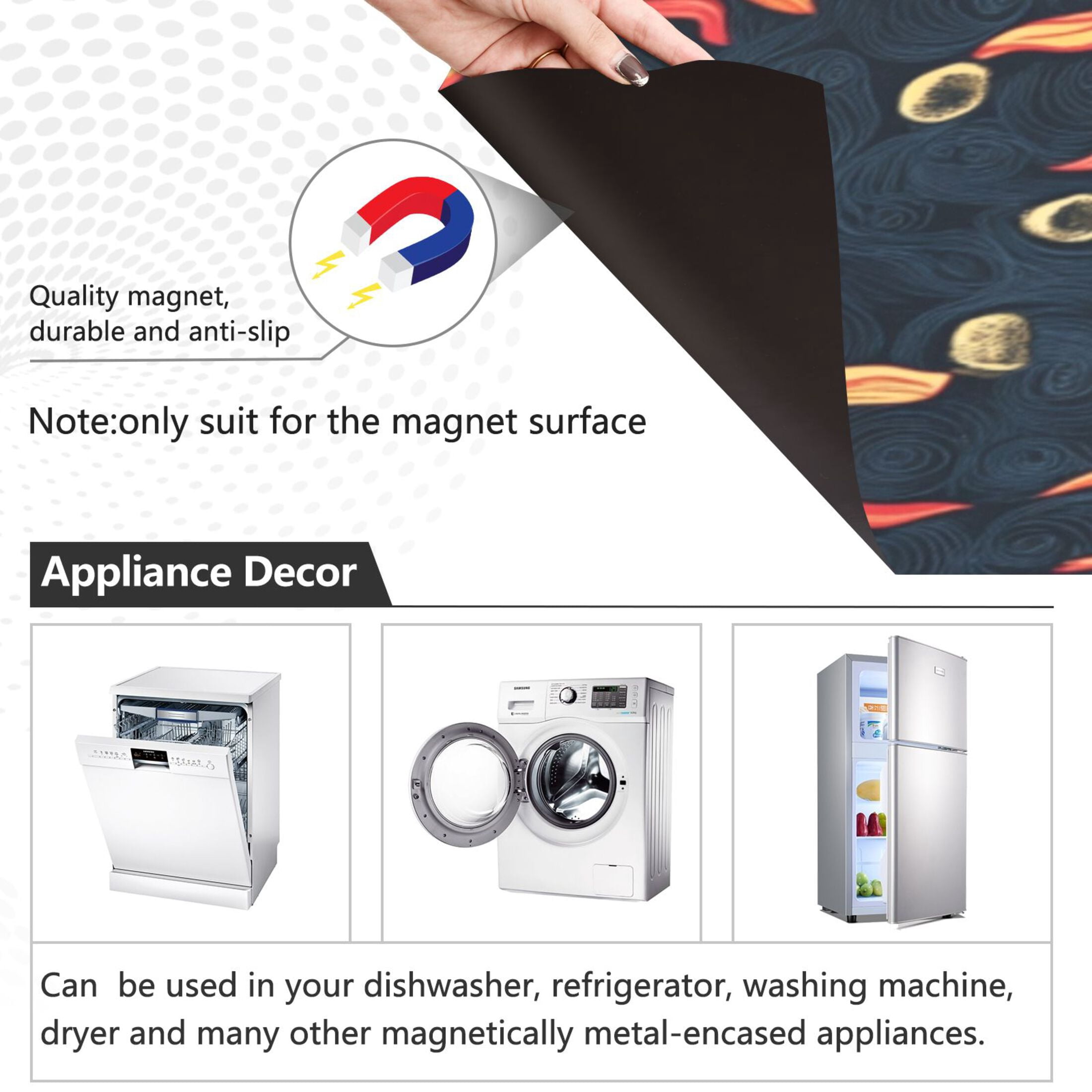 Dishwasher Magnetic Sticker 23x26 Inch Refrigerator Magnetic Sticker Washing Machine Magnetic Sticker Kitchen Panel Magnetic Sticker Home Decor Cartoon Sun Seamless