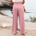 thumbnail image 6 of felwors Women Linen Palazzo Pants Summer Boho Wide Leg High Waist Casual Lounge Pant 2026 Beach Travel Vacation Outfits (Pink, S), 6 of 7