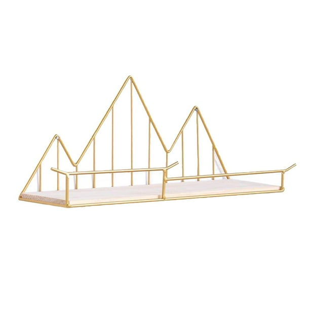 Estante Decoración Del Hogar Cocina Baño Estante De Pared dorado Sunnimix Estante de pared de rejilla de hierro