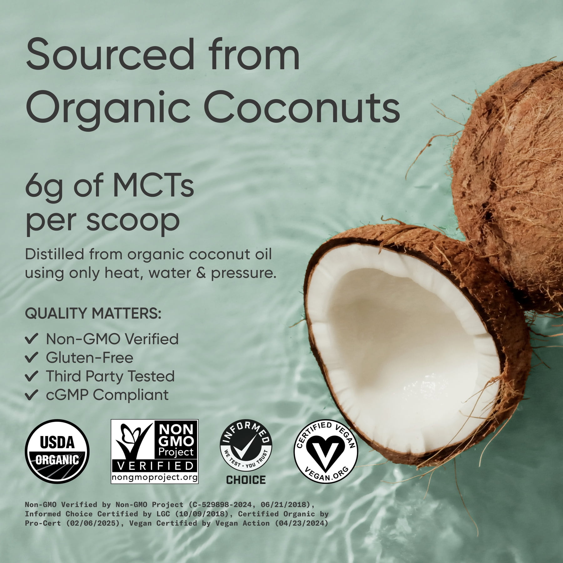 Sports Research® Unflavored Organic MCT Oil Powder Keto & Vegan MCTs C8 C10 Non-GMO & Gluten Free (30 servings) - 10.6oz