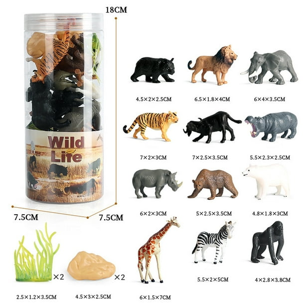 Mini Figurines D'animaux Animaux Sauvages Jouet Figurines D'animaux 12  Pièces Mini Figurines D'animaux Jouets Figurines D'animaux Sauvages Animaux  Africains Playset Apprentissage 