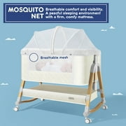 HARPPA Baby Bassinet Bedside Sleeper - 3-in-1 Cradle for Newborns, with Storage & Wheels, White
