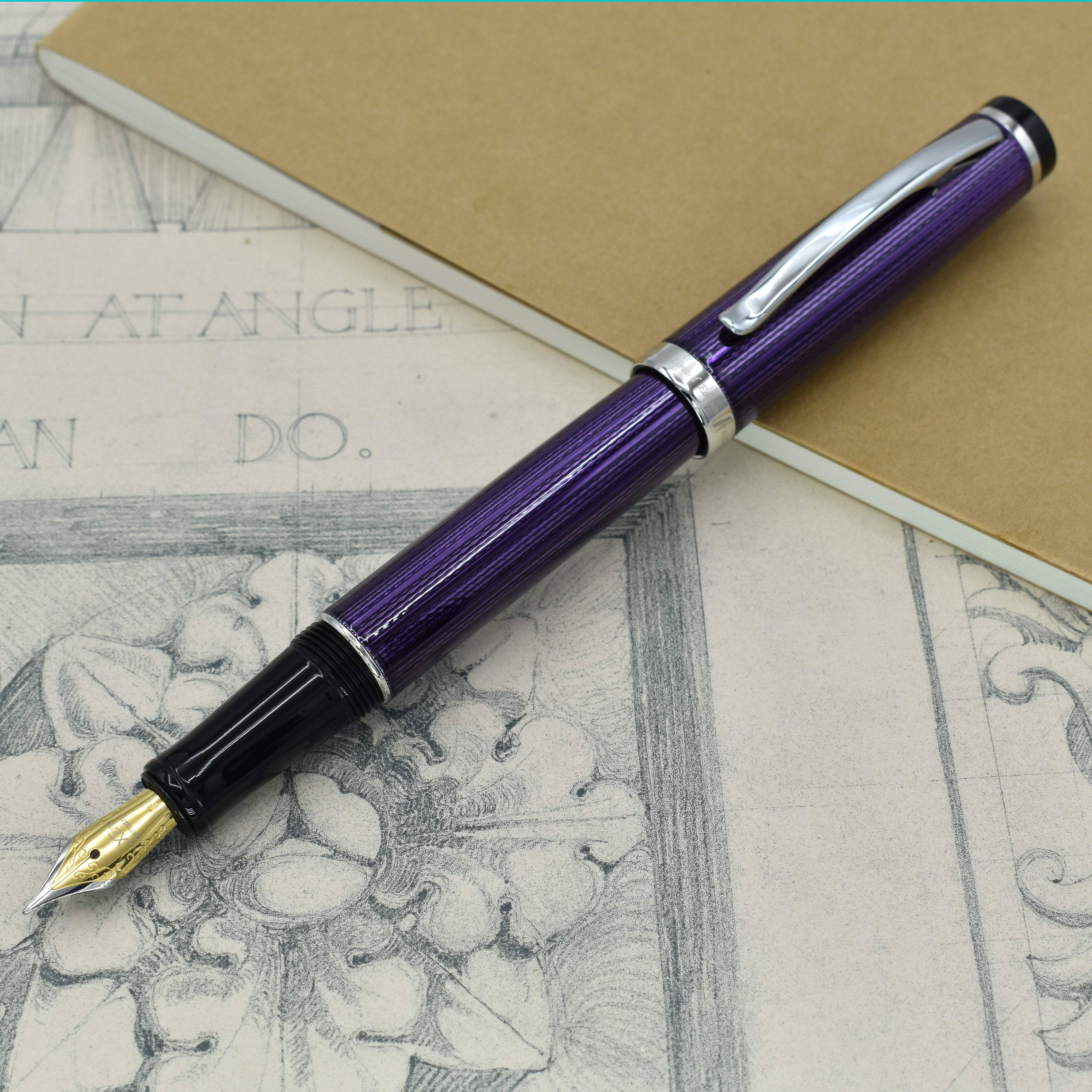 Xezo Xezo Incognito™ Diamond-Cut Lacquered Brass Fountain Pen (Fine Nib) - Purple