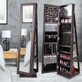 thumbnail image 5 of Costway 360° Rotatable Jewelry Cabinet Armoire 2-in-1 Lockable Mirrored Dark Brown, 5 of 9