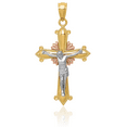 thumbnail image 3 of 14K Solid Tri Color Pink White Yellow Gold Lord Jesus Christ Crucifix Holy Cross Necklace Heart Irish Claddagh Celtic Religious Chain Pendant Charm Jewelry, 3 of 8