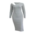 thumbnail image 1 of Robe Fendue à Manches Longues Ajourées Décontractée pour Femmes Look Moulant de Fête, 1 of 5