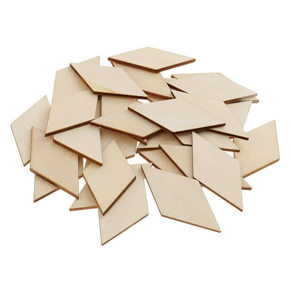 Adornos de madera natural sin pintar con forma de rodajas de madera a cuadros para hacer tú mismo 30 piezas 60x30 mm