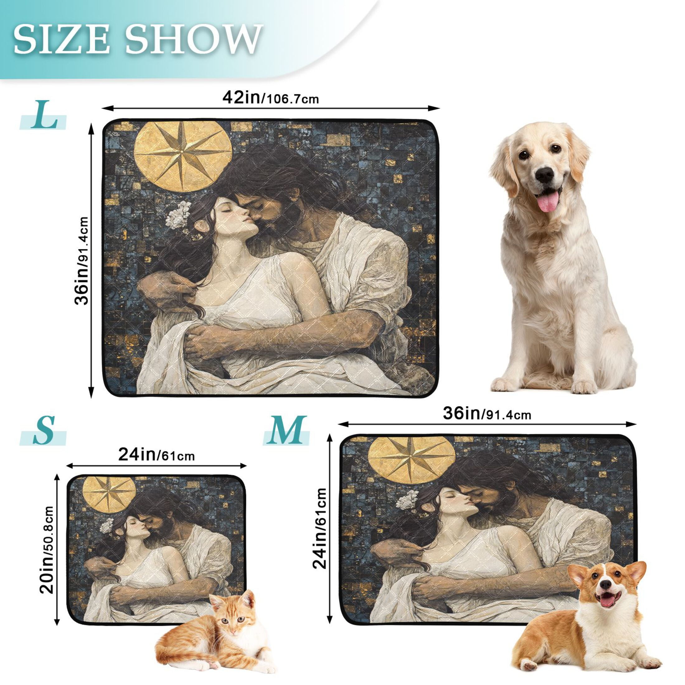 Qxltty The Star and The Maiden Cat litter Pads Pet Set of 3 Diaper Mats Center Anti-leakage Layer Absorbent Soft and Comfortable