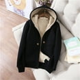 thumbnail image 4 of Baqcunre Women's Fleece Thick Simple Solid Long Sleeve Hooded Coat and Sweatpant Sets Fall Outfits Women Trendy Workout Sets for Women Two Piece Sets for Women Pants for Women ,Black,Size M-3Xl, 4 of 6