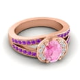 thumbnail image 3 of Diamond-Capitals 2.35 Carat Oval Cut Pink Sapphire & Amethyst Gemstone Luxurious Engagement Ring for Ladies Solid 18K Rose Gold Size 5.5, 3 of 8