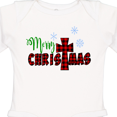 thumbnail image 4 of Inktastic Merry Christmas Buffalo Plaid Cross with Snowflakes Boys or Girls Long Sleeve Baby Bodysuit, 4 of 5