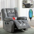 thumbnail image 1 of Bonzy Home Fauteuil Inclinable Manuel Surdimensionné avec Massage, Chauffage, Canapé Inclinable Surdimensionné avec Poches Latérales, pour Salon, Chambre, Gris Clair, 1 of 7
