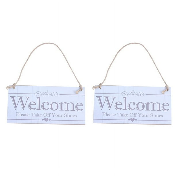 2X Bienvenido Por Favor QuíTese Los Zapatos Letrero Colgante Placa Regalo Casa Decoración Regalo