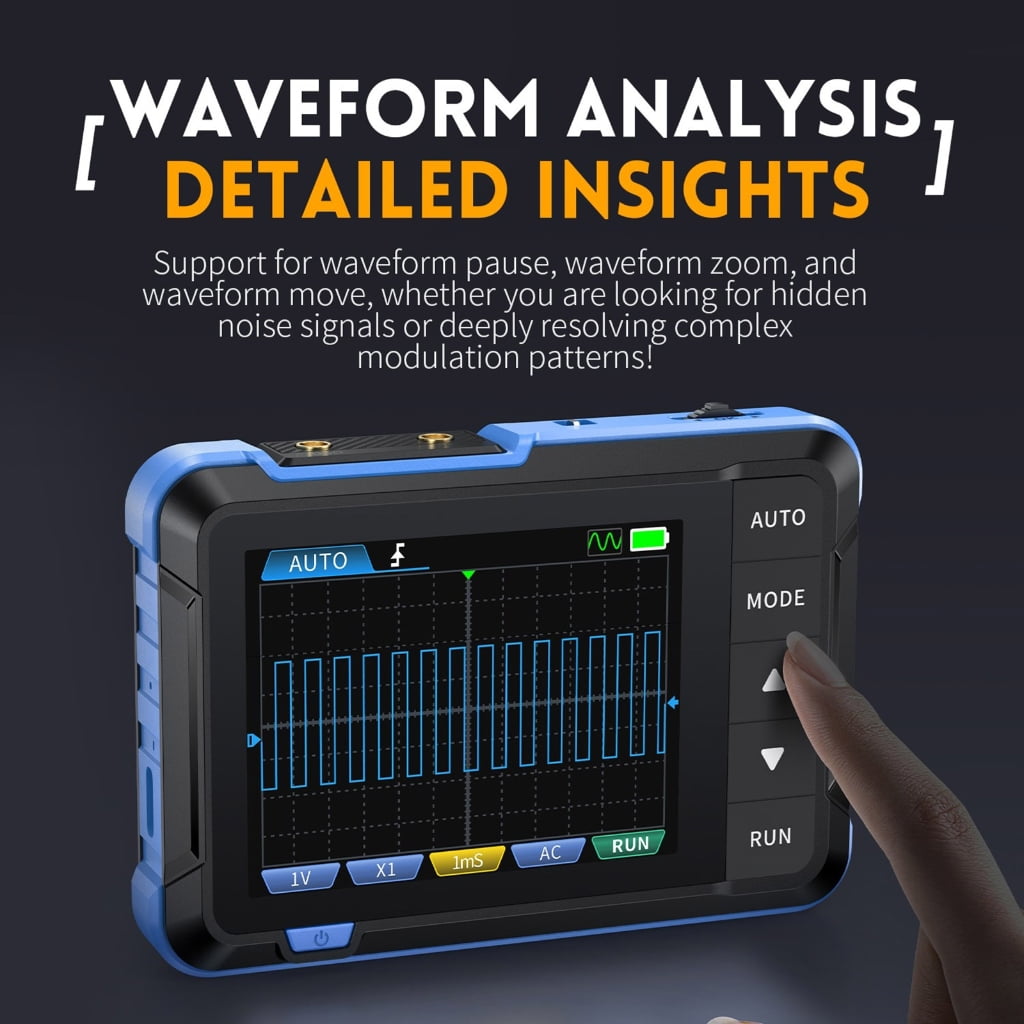 2 in 1 Digital Oscilloscope 1MHz Bandwidth Waveform Generator 1000mAh Battery