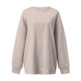 thumbnail image 4 of Women's Solid Color Crewneck Sweatshirt, Soft Long Sleeve Pullover Top for Fall Winter, Casual Comfortable Daily Wear Loungewear, All Season Basic Wardrobe Essential for Women Beige L, 4 of 4