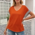 thumbnail image 1 of Camiseta holgada de empalme a rayas para mujer, blusa de verano de manga corta con cuello en V Abanopi Blusa de mujer, 1 of 7