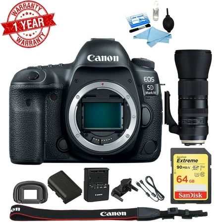 Canon EOS 5D Mark IV CMOS DSLR Camera Wi-Fi NFC 4K Video w/Bundle +Tamron SP 150-600mm F/5-6.3 Di VC USD G2 Zoom Lens + 64GB MC Bundle