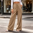 thumbnail image 5 of Byworldtasic Women's Flowy Pleated Trousers Elastic Waist Loose Fit Palazzo Business Casual Lounge Pants with Pockets, 5 of 7